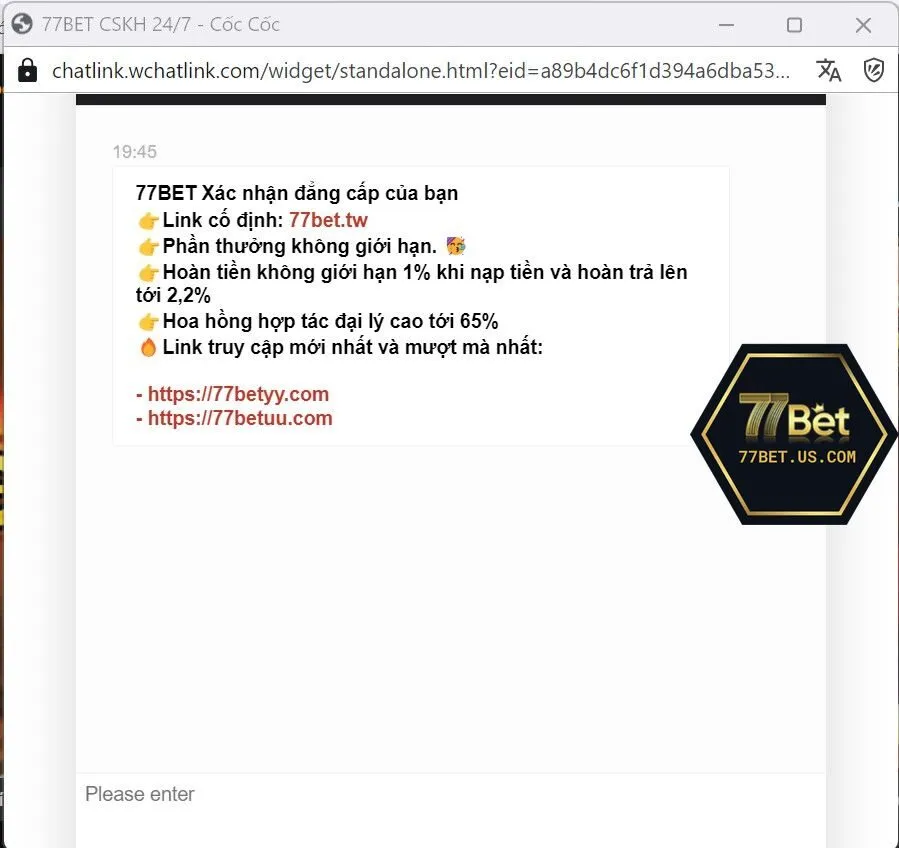 Phương thức liên hệ 77bet thông qua livechat